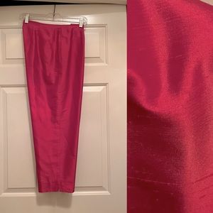 Silk Hot Pink Pants - Cropped